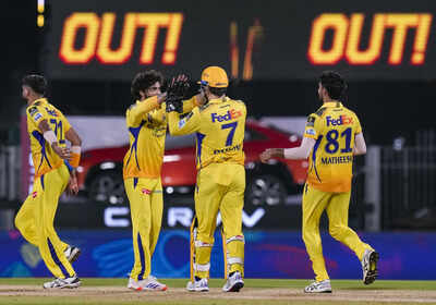 Chennai Chennai Super Kings Ravindra Jadeja celebrates with teammates after ta