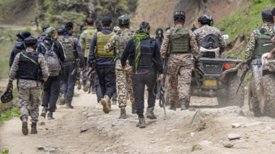 Indian Army personnel near the site of the Pahalgam terror attack in Anantnag district