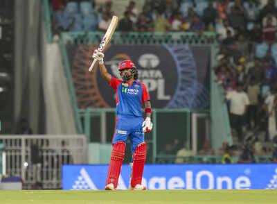 Lucknow Delhi Capitals KL Rahul celebrates his half century during the Indian