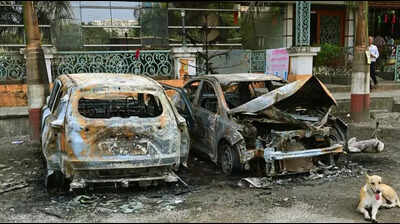 2 cars gutted in blaze triggered by firecrackers in ghatkopar society