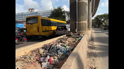 garbage piles up along bannerghatta road as bengaluru metro gears up for trial run