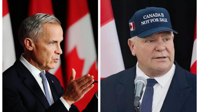 mark carney comes under attack as trump ends trade talk with canada doug ford claims he didn39t make a fake ad featuring reagan