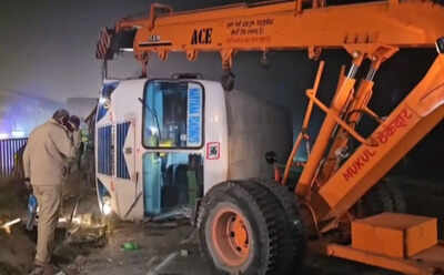 haryana roadways bus overturns