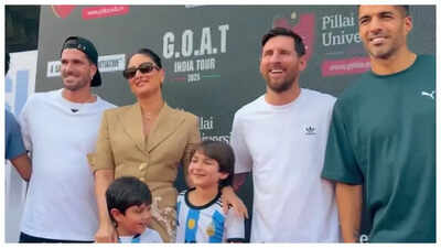 Lionel Messi Meets Kareena Kapoor Khan and Sons Taimur and Jeh During India Tour |