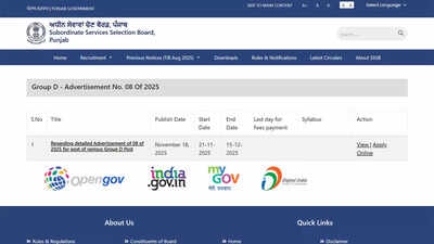 psssb punjab group d recruitment 2025