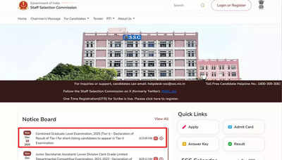 ssc cgl tier 1 result